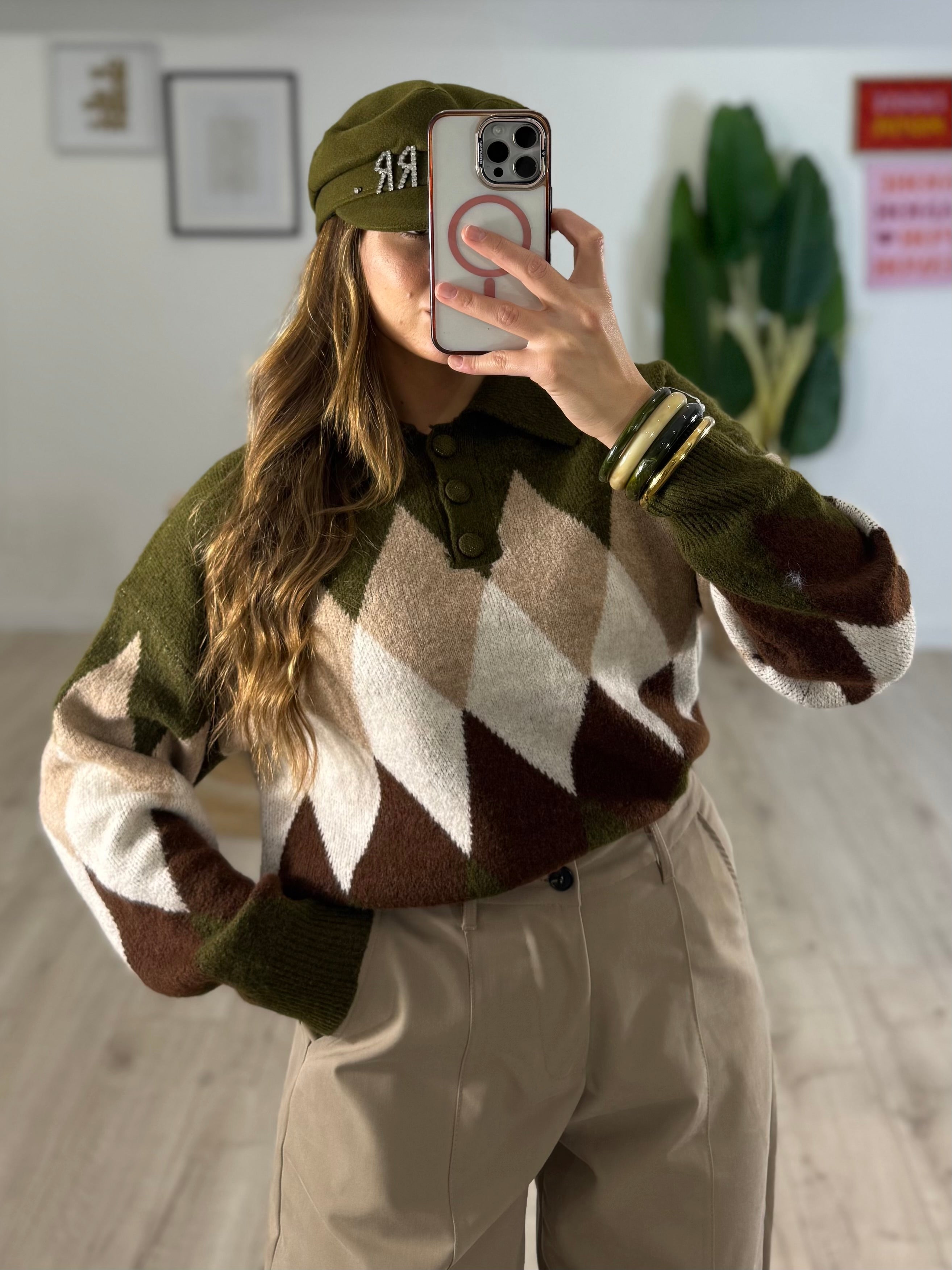 Maglione Rombo Verde