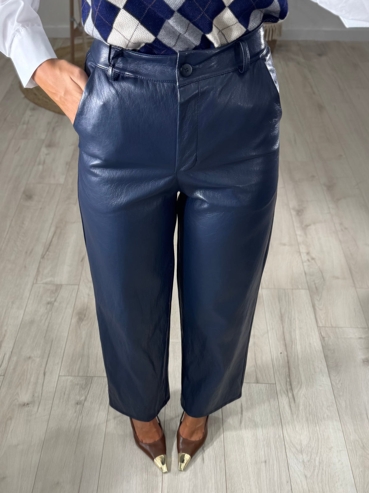 Pantalone in ecopelle Blu