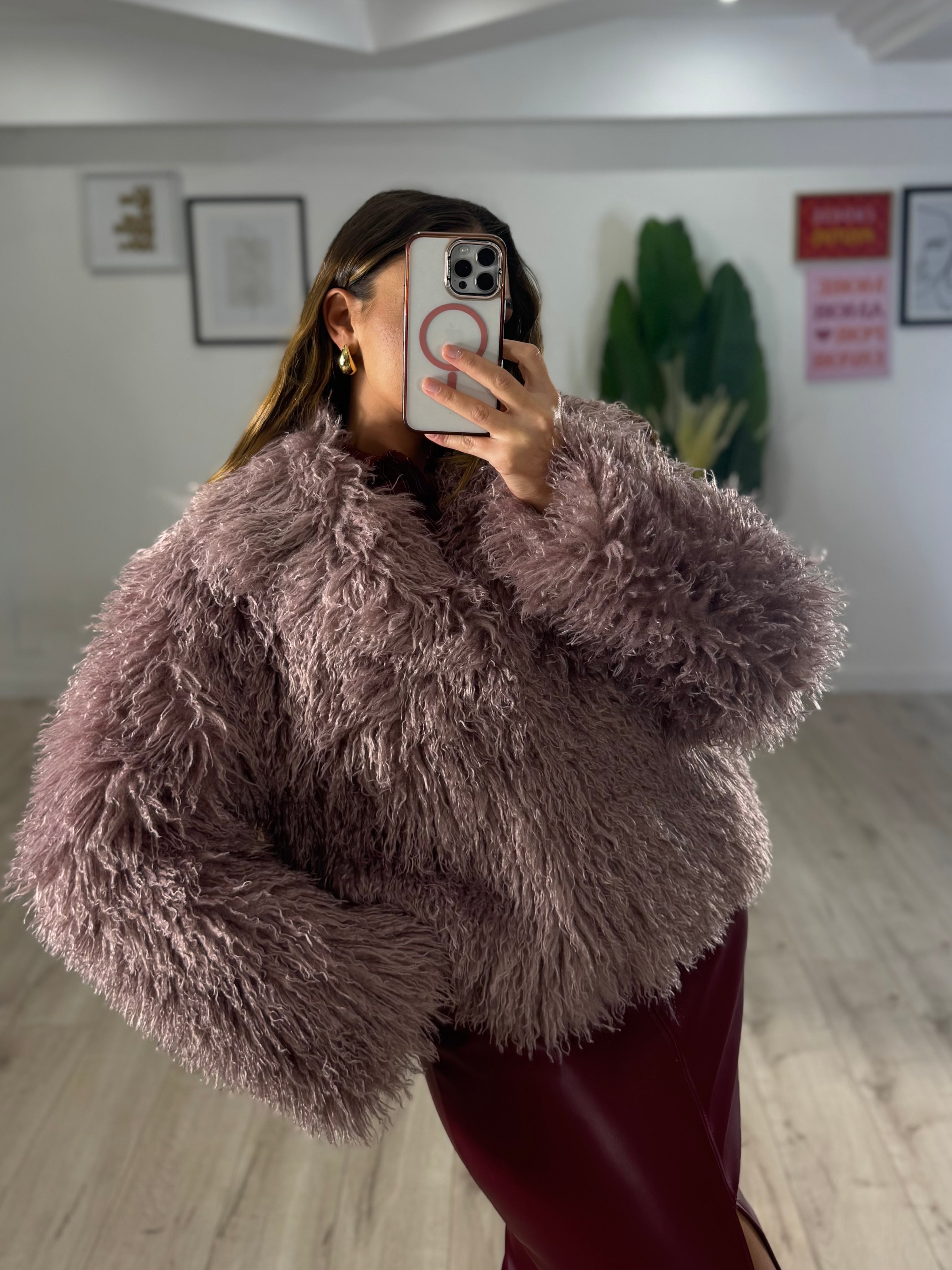 Ecopelliccia Shaggy Rosa Cipria