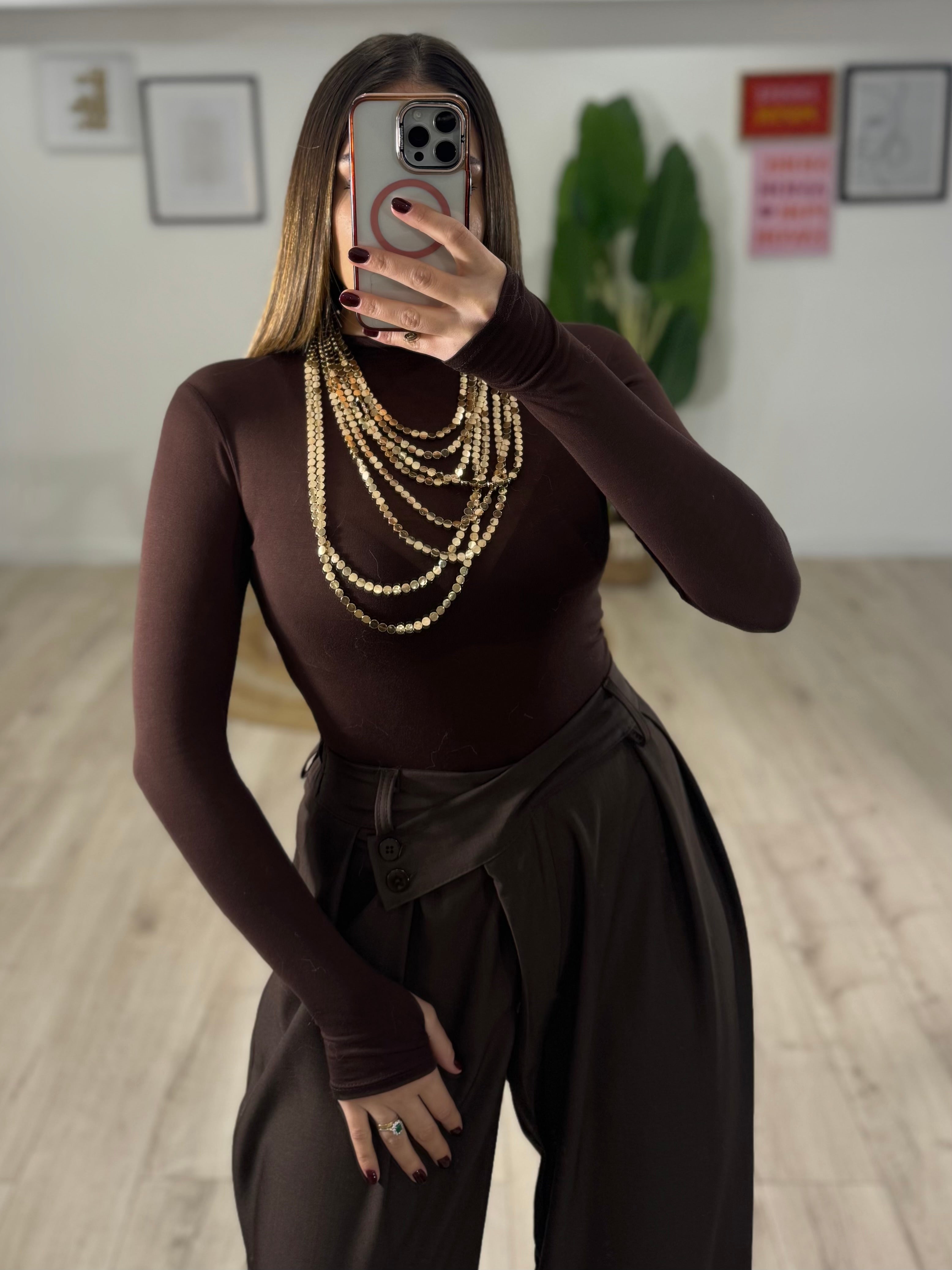 Pantalone Balloon Over intreccio marrone