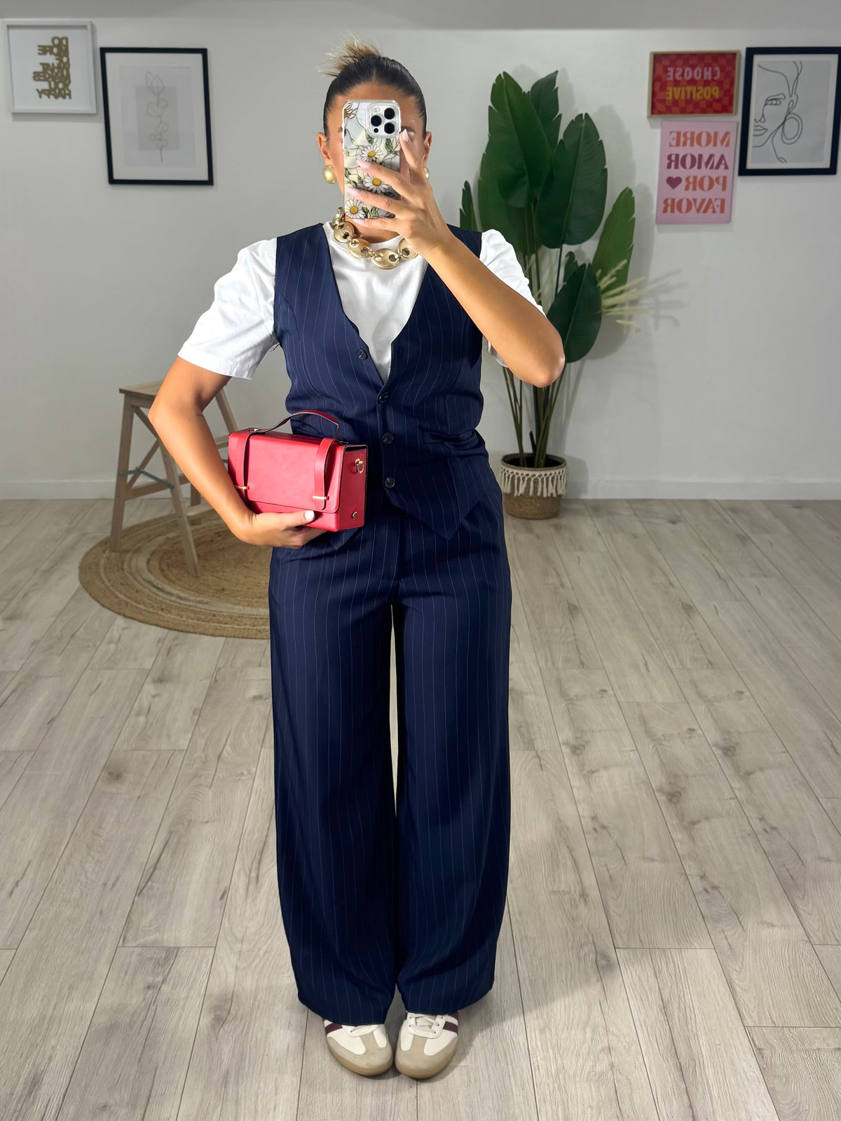 Coordinato Gessato Gilet BluNavy
