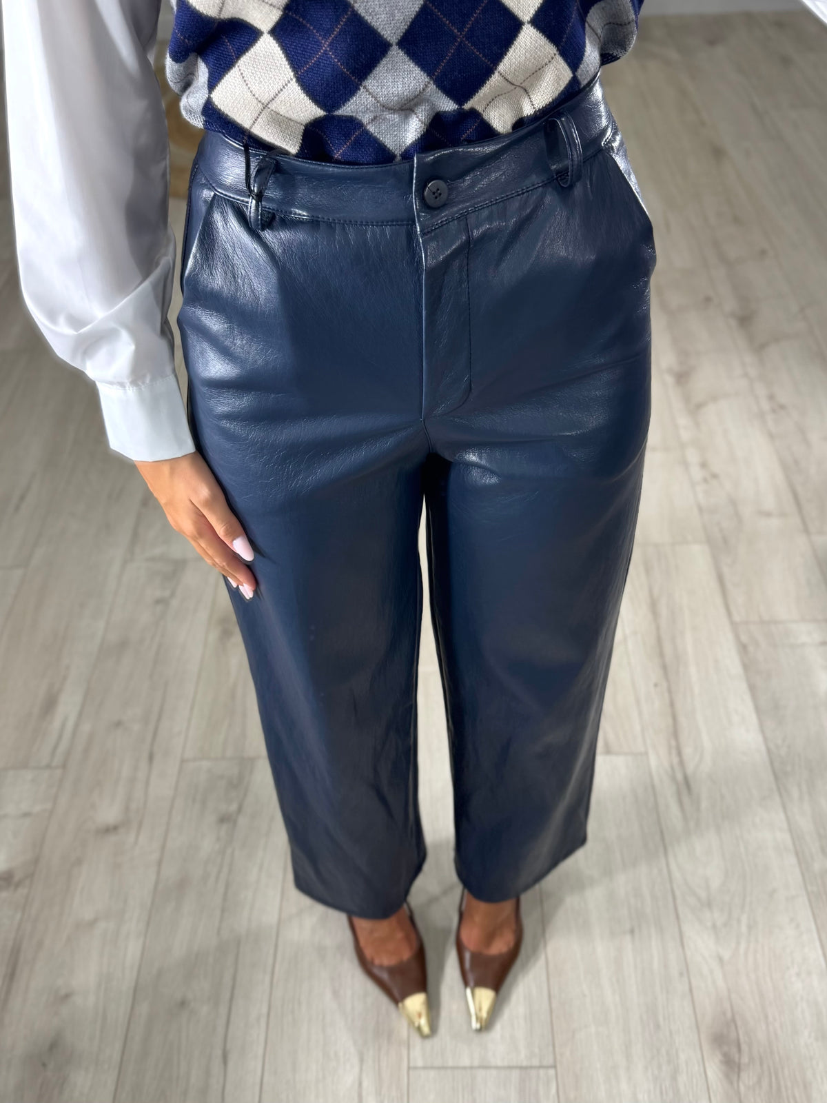 Pantalone in ecopelle Blu