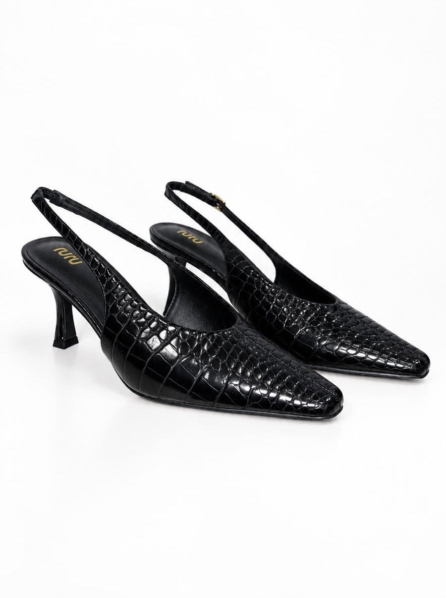 Slingback Punta Squadrata Nera