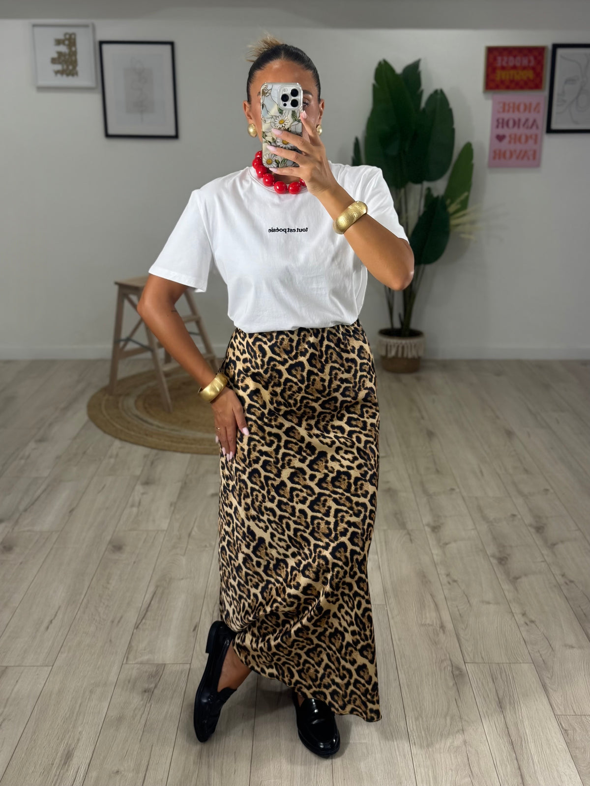 Gonna Longuette Animalier in raso