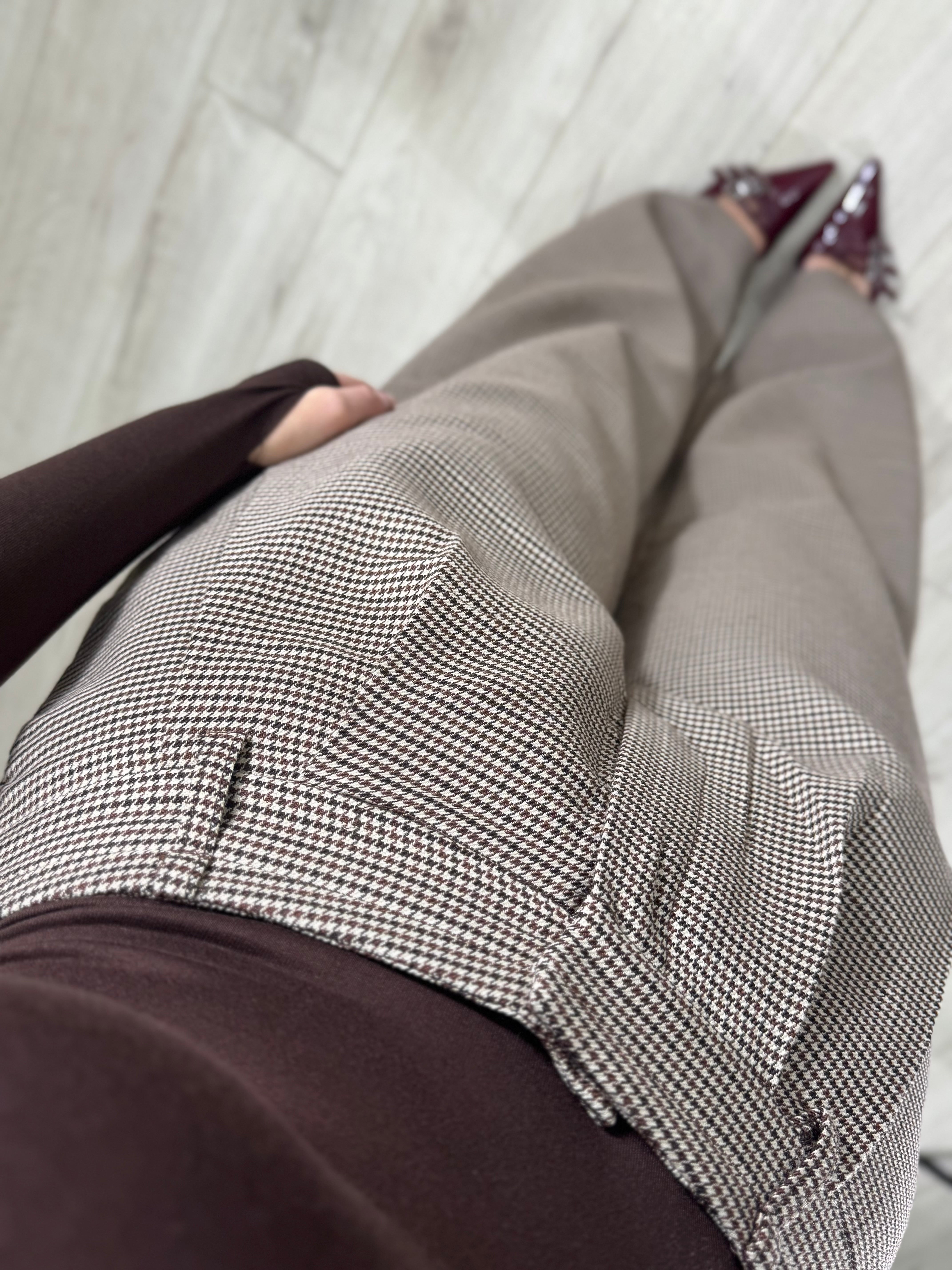 Pantalone in Pied de Poule Marrone