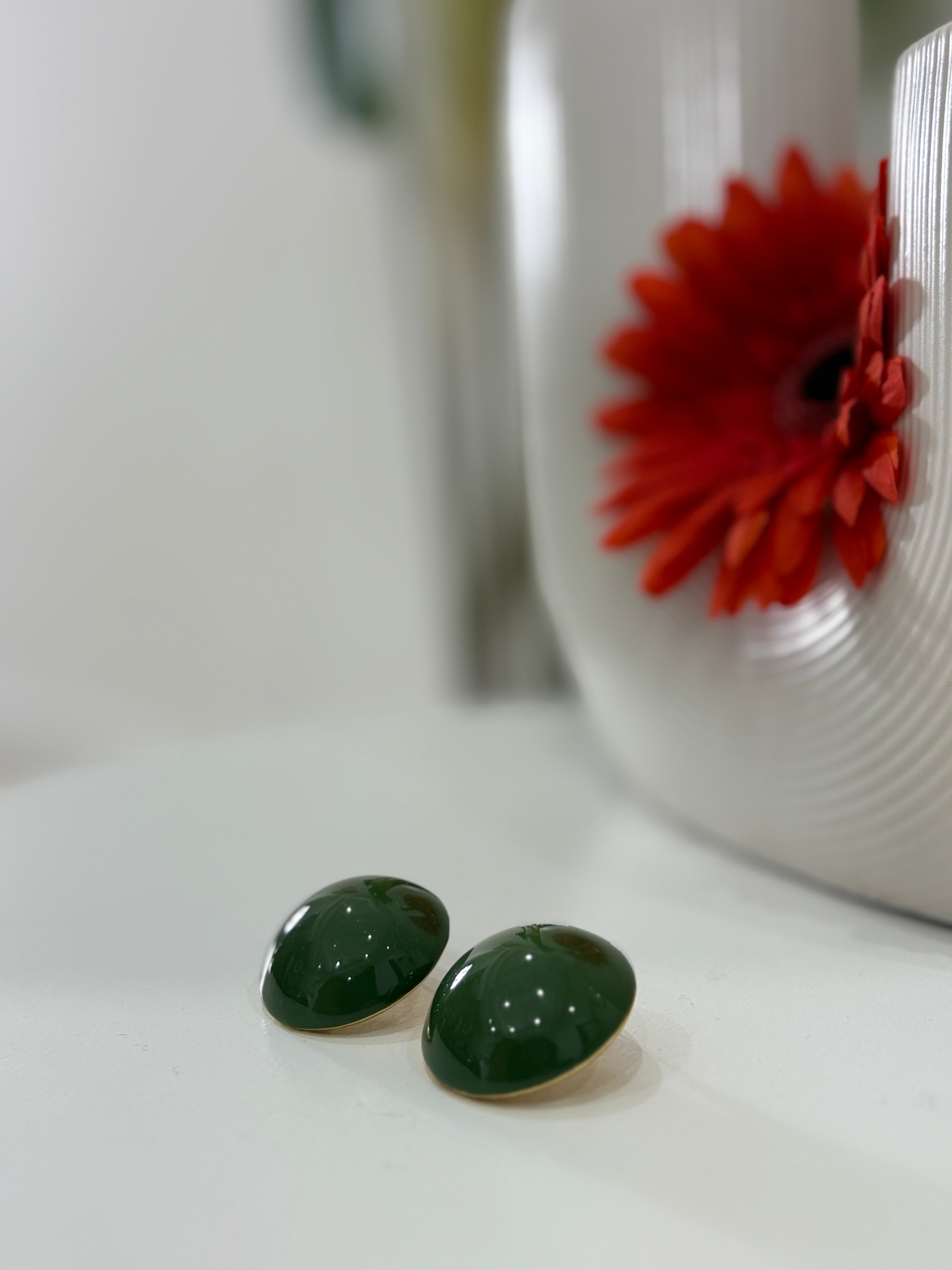 Orecchino Bottone Verde