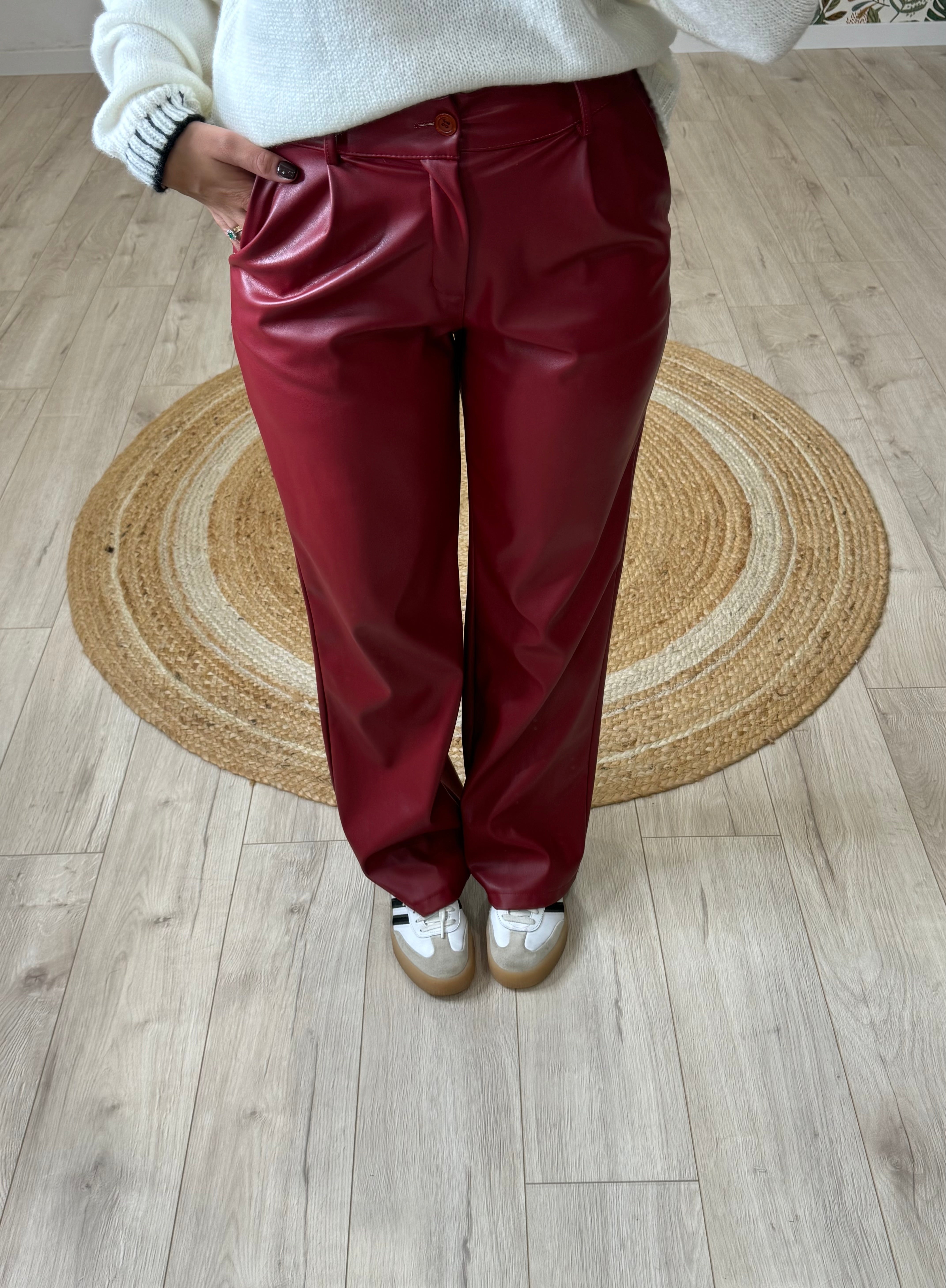 Pantalone Ecopelle Bordeaux