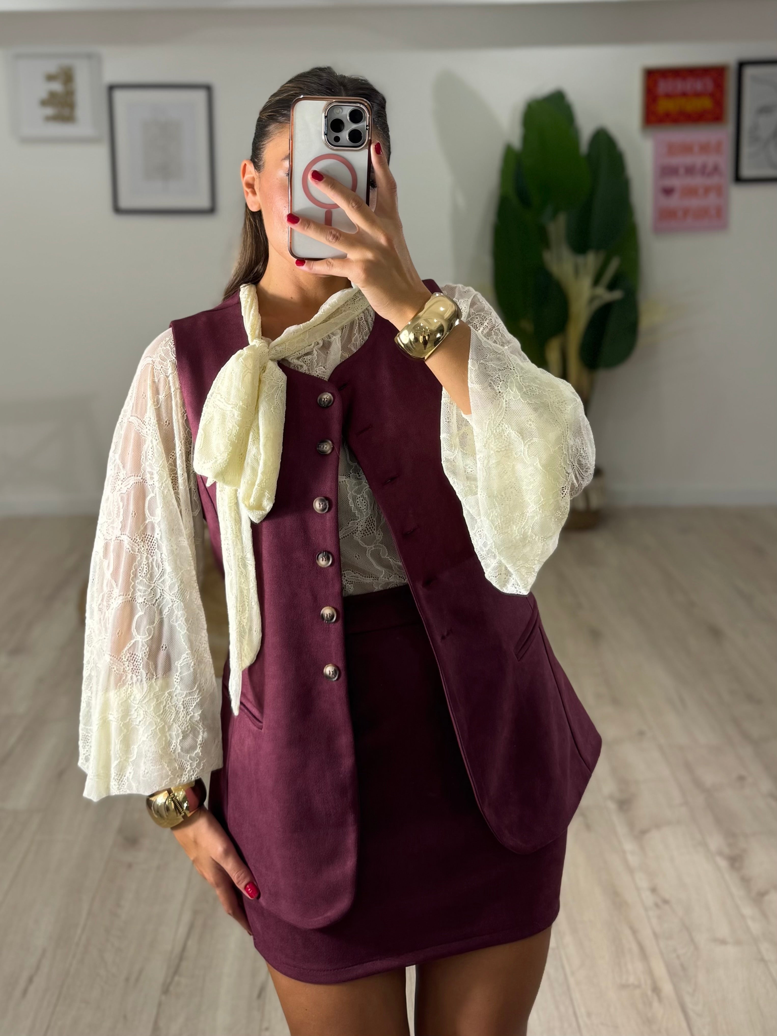 Coordinato Scamosciato Prugna