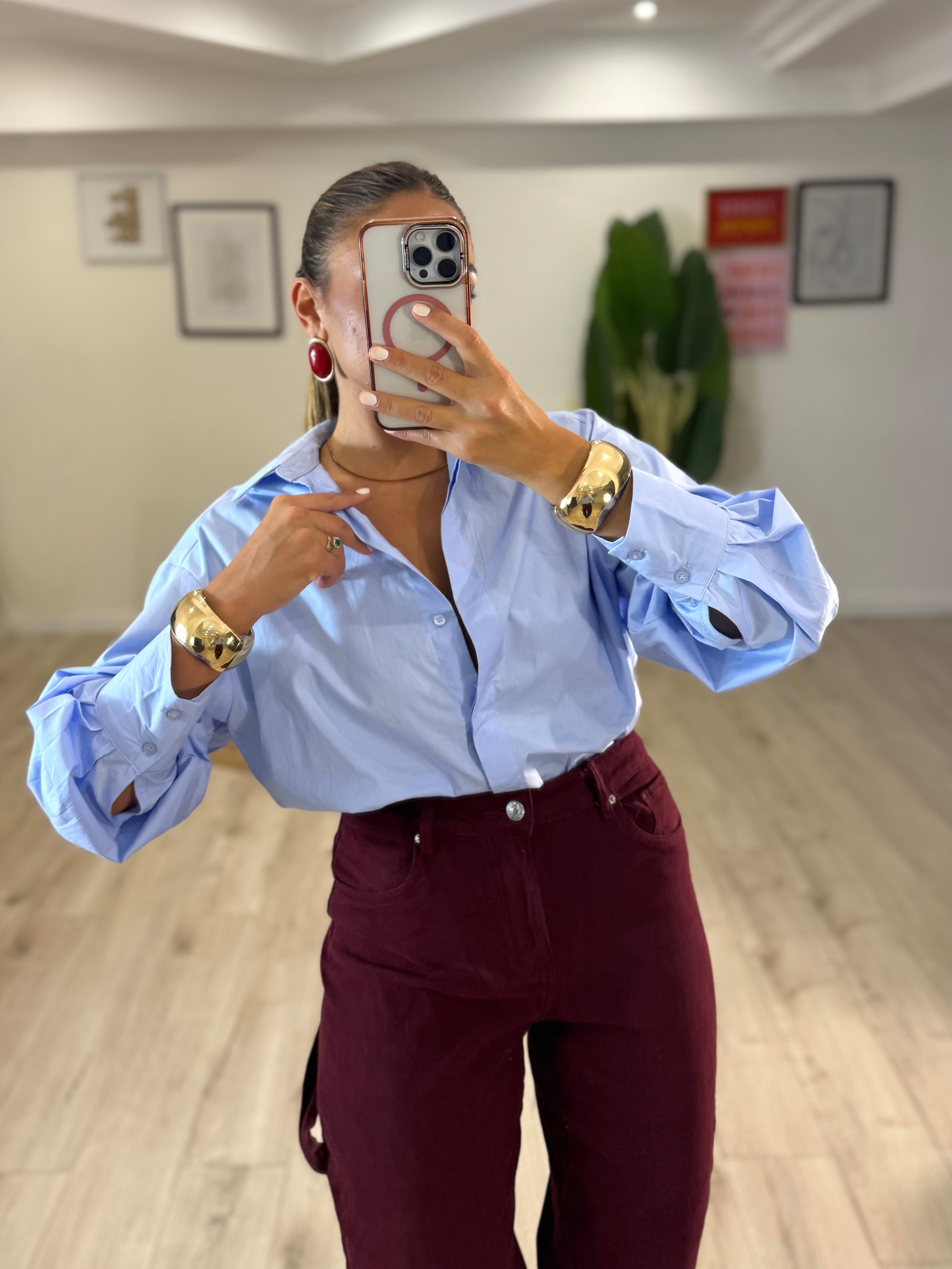 Camicia Oversize Office Celeste