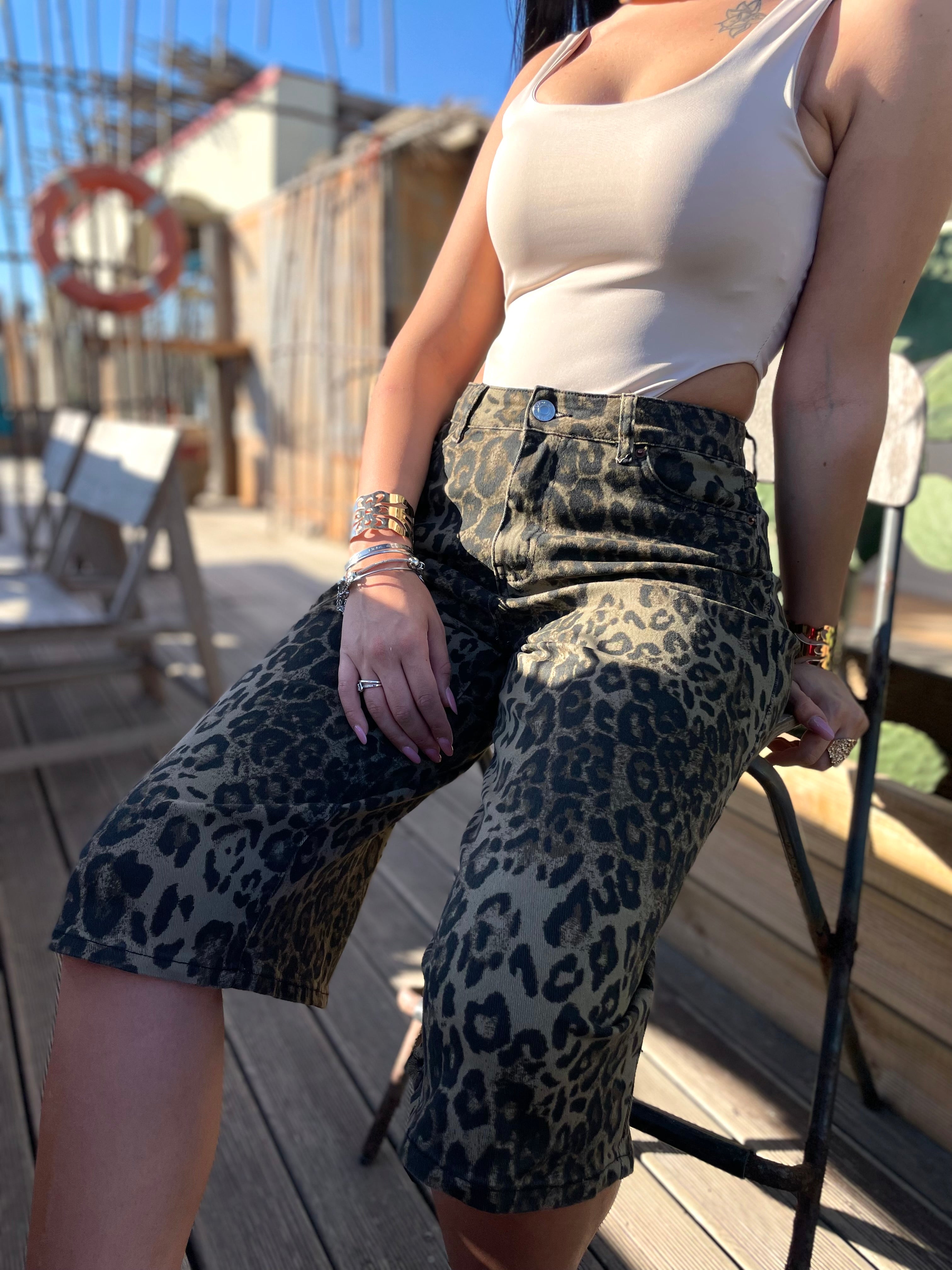 Pantalone capri animalier