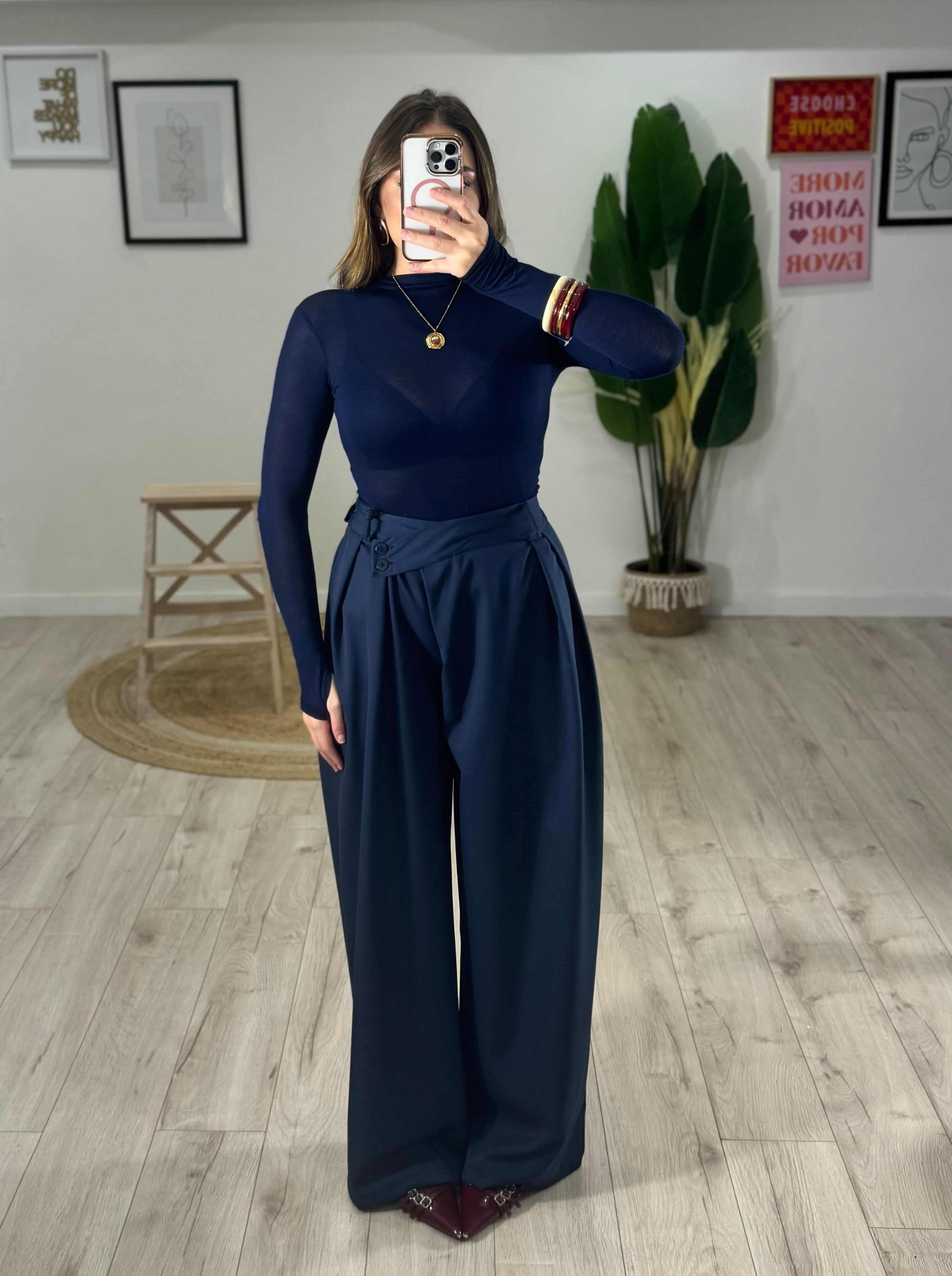 Pantalone Balloon Over intreccio Blu