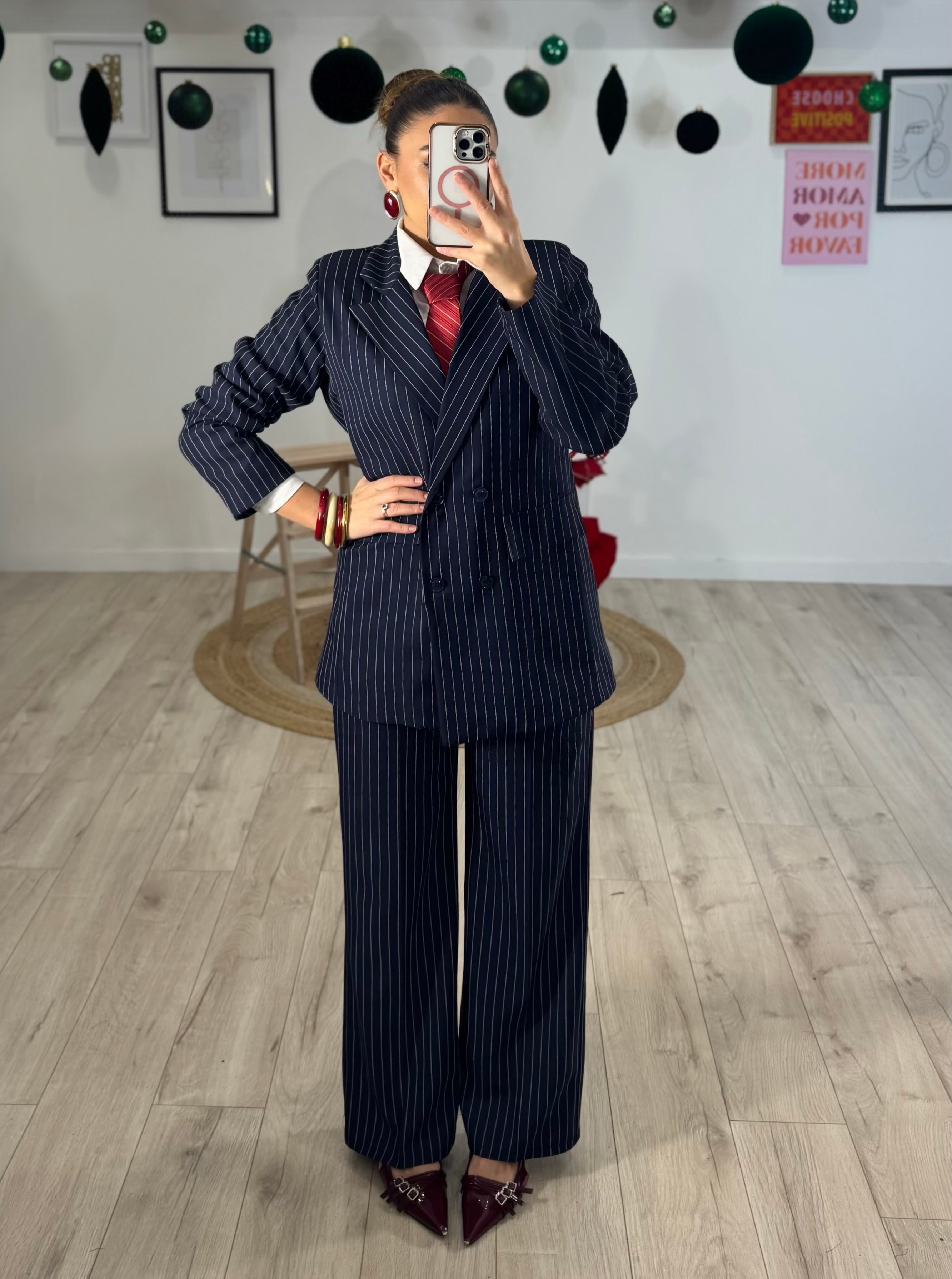 Tailleur Gessato Blu